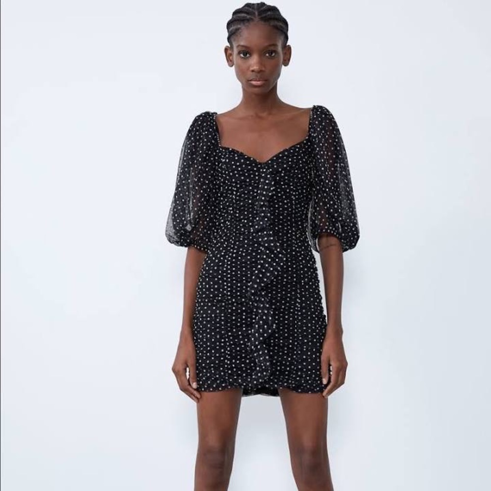 Zara Polka Dot Tulle Mini Dress Size Small